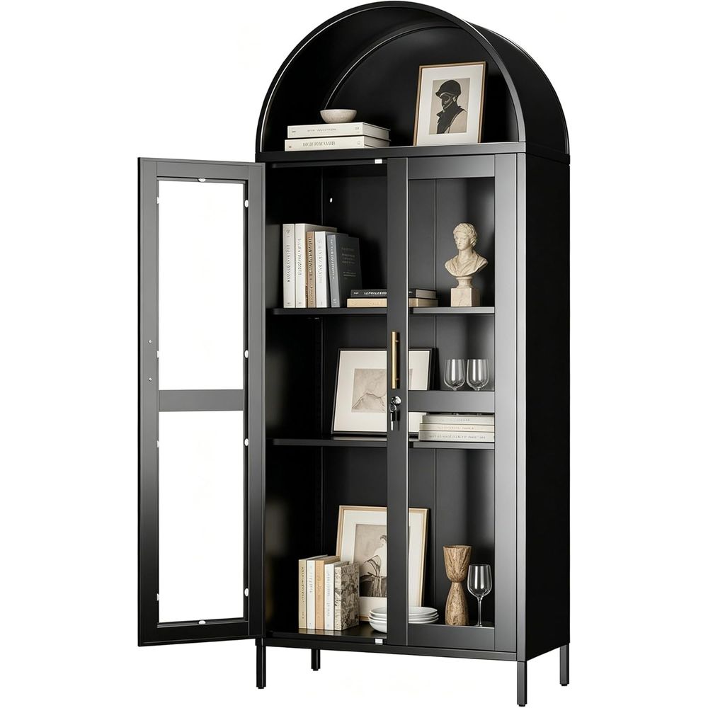 Home & Hotel Textiles Private Limited - 72.8 Black Tall Glass Display Cabinet