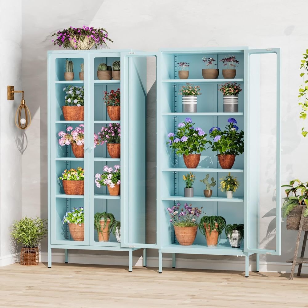 Home & Hotel Textiles Private Limited - Tall Glass Display Cabinet for Collectibles,