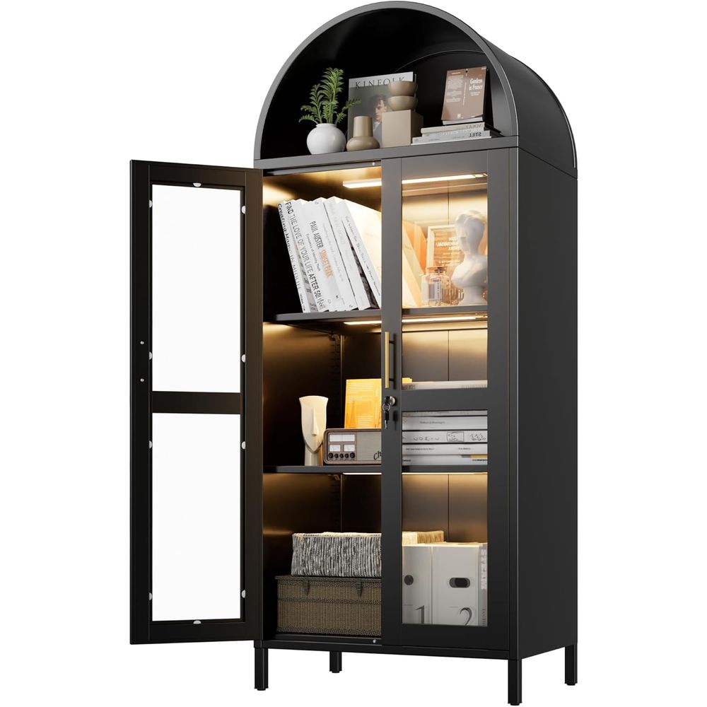 Home & Hotel Textiles Private Limited - Arched Glass Display Cabinet with 3