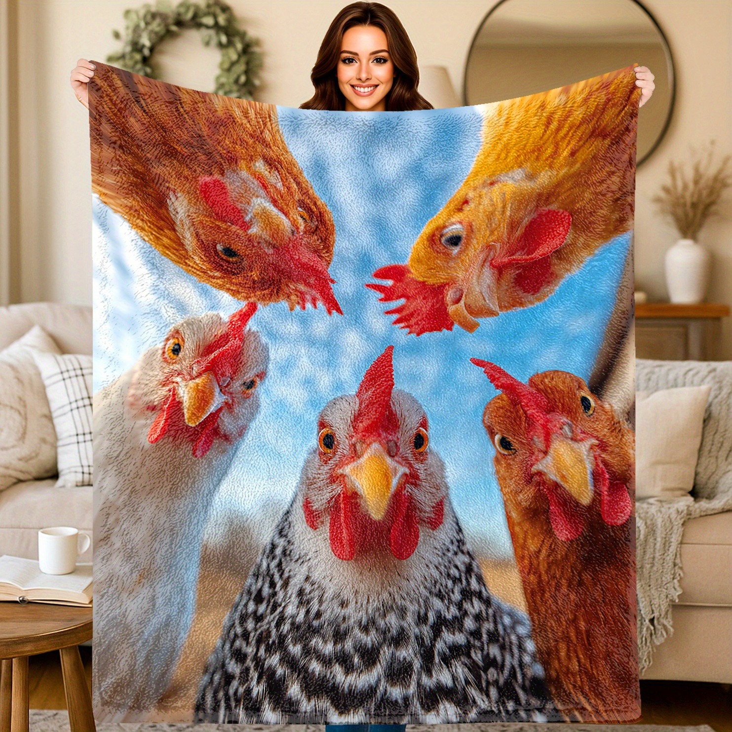 Home Textiles Face Towel - Funny 3D Chicken Face Flannel Blanket