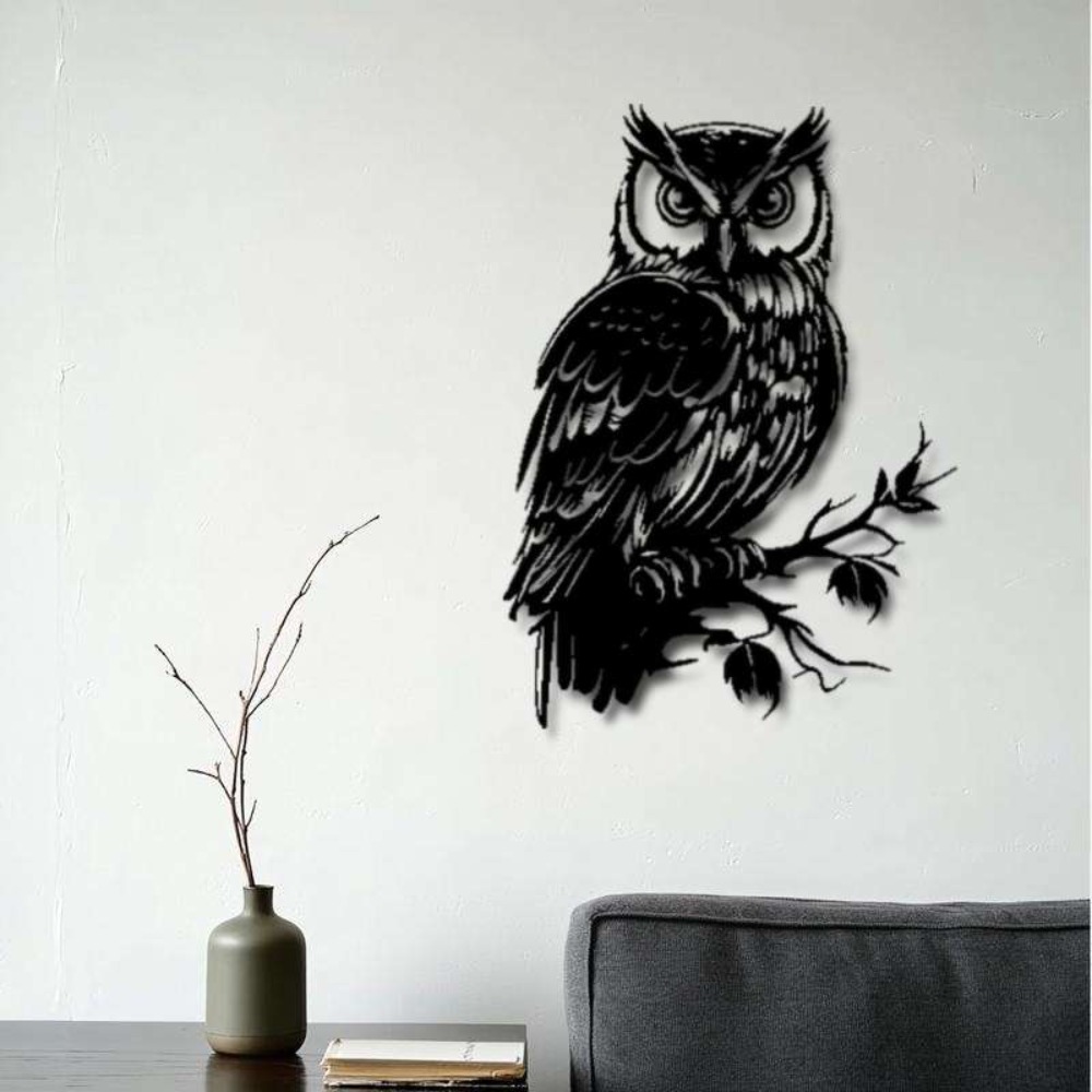 Home Textiles Products - Metal Wall Art Owl Statue 1pc: