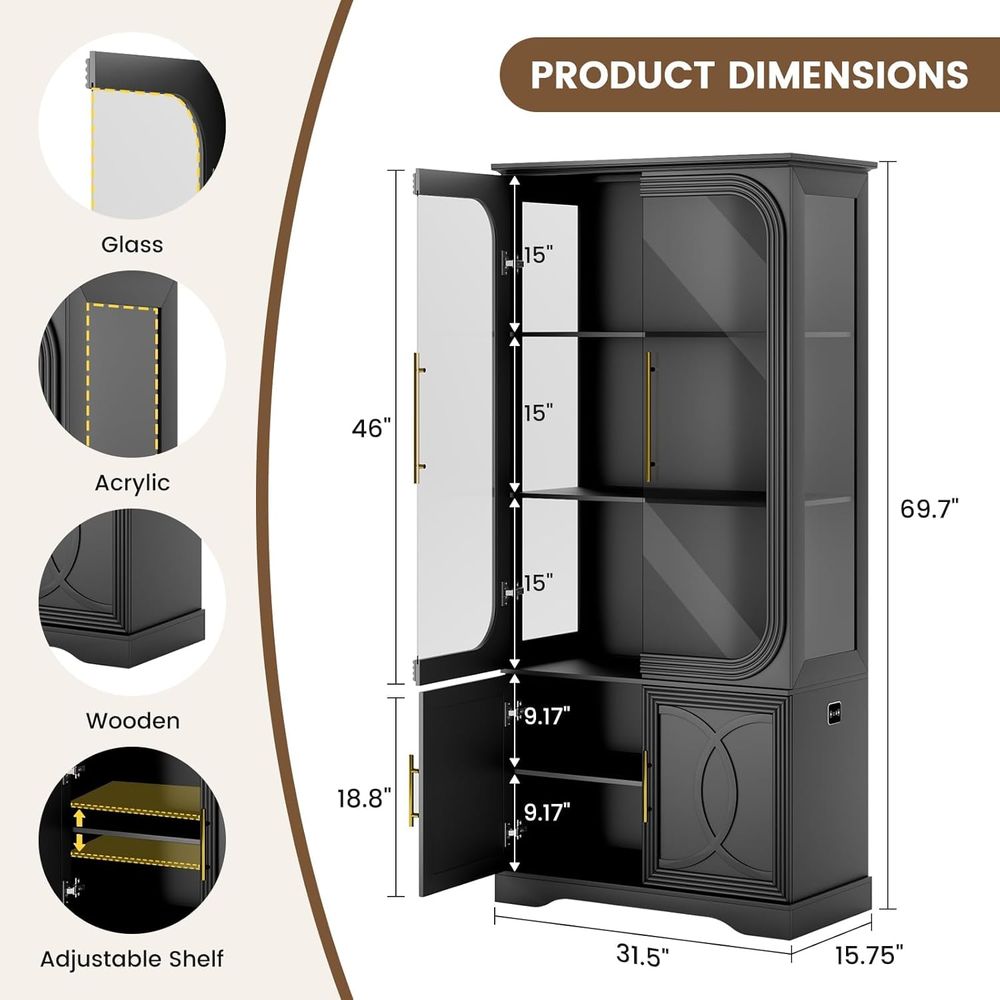 69 Tall Glass Display Cabinet  - Home & Hotel Textiles Private Limited reseña y precio