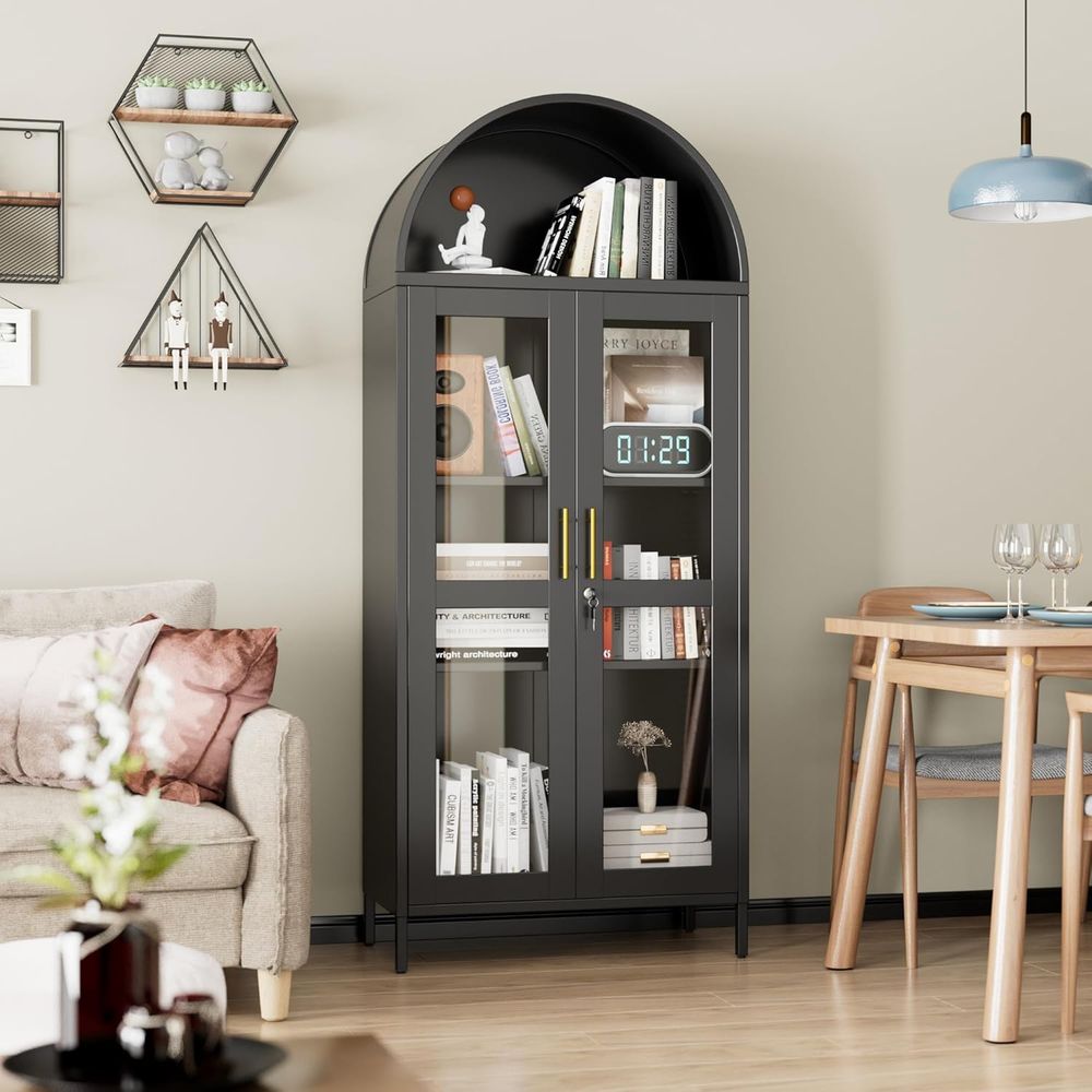 72.8 Black Tall Glass Display  - Home & Hotel Textiles Private Limited reseña y precio