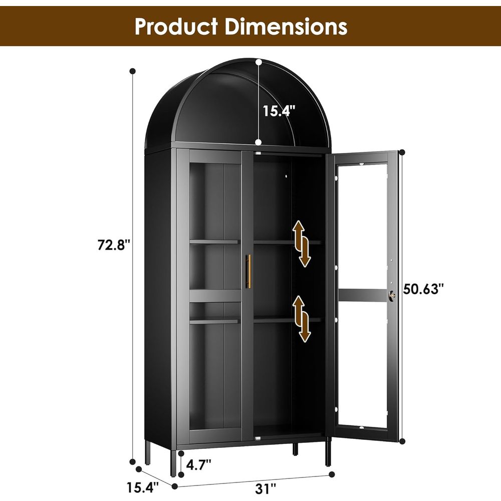 72.8 Black Tall Glass Display  - Home & Hotel Textiles Private Limited reseña y precio