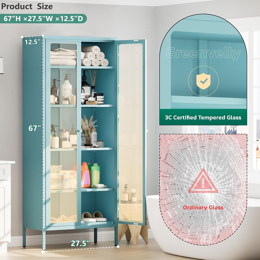 Tall Glass Display Cabinet for - Home & Hotel Textiles Private Limited reseña y precio