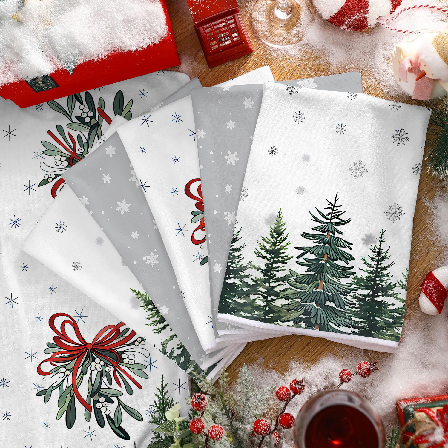2/4/pcs Christmas Kitchen Towe - Home Textiles Face Towel reseña y precio
