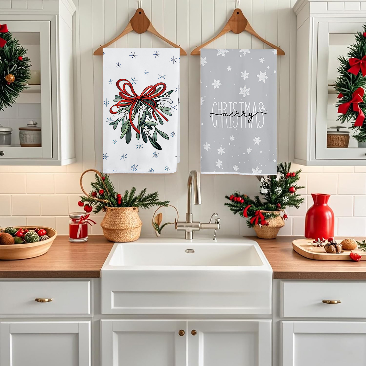 2/4/pcs Christmas Kitchen Towe - Home Textiles Face Towel reseña y precio