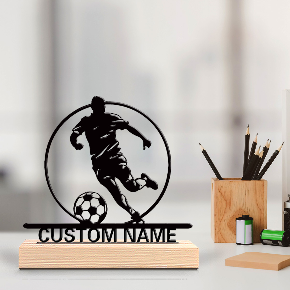 Custom Soccer Player Metal Sta - Home Textiles Products reseña y precio