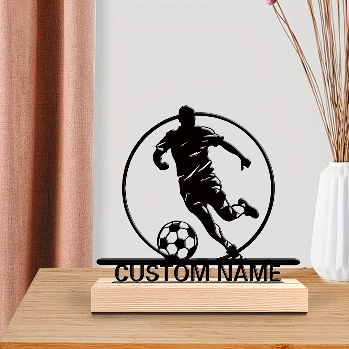 Custom Soccer Player Metal Sta - Home Textiles Products reseña y precio