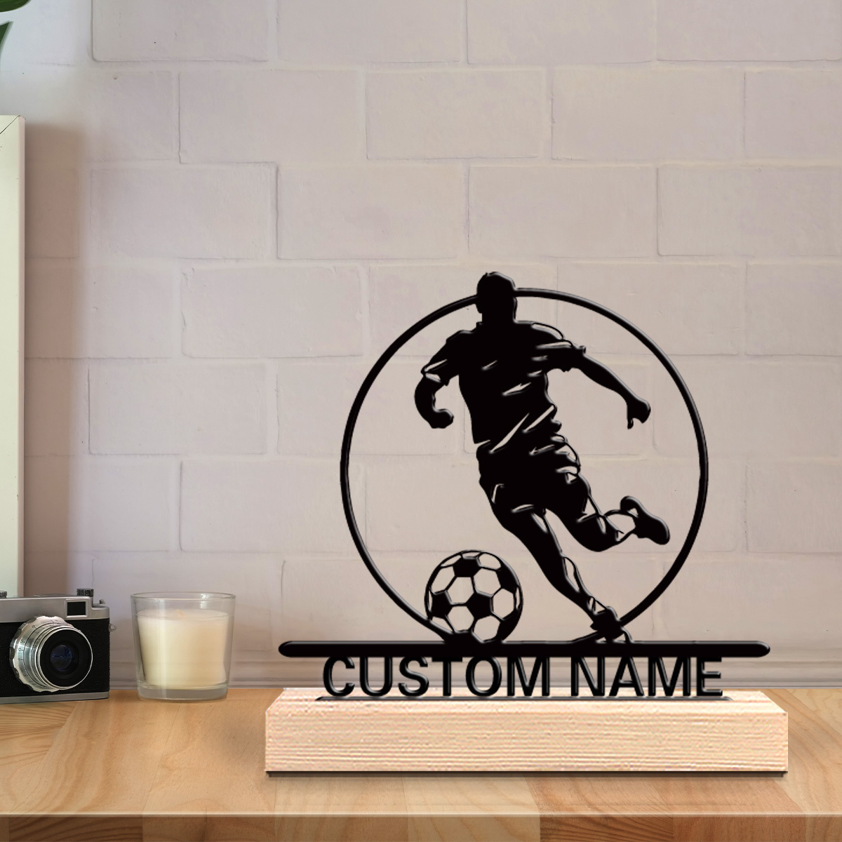 Custom Soccer Player Metal Sta - Home Textiles Products reseña y precio