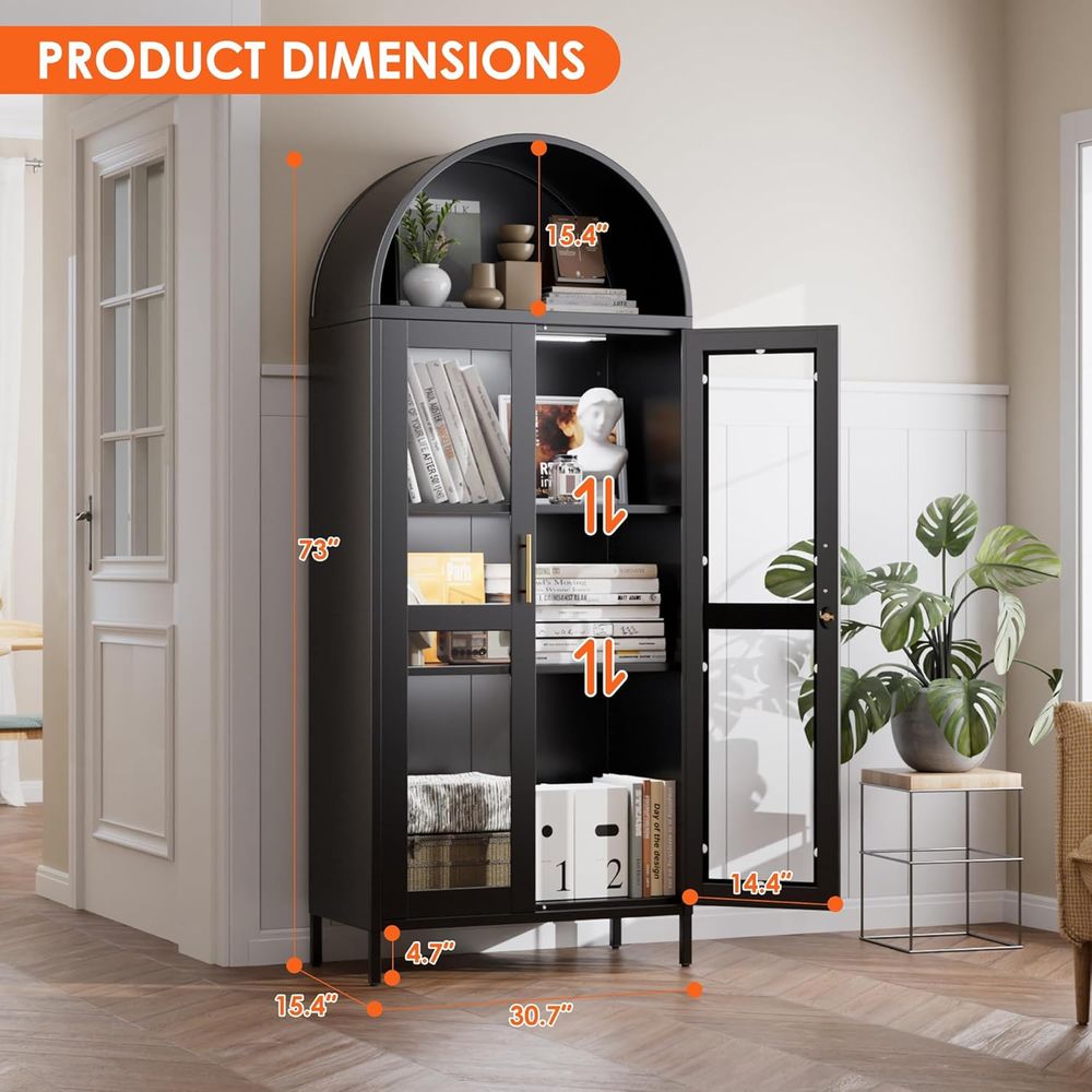 Arched Glass Display Cabinet w - Home & Hotel Textiles Private Limited reseña y precio