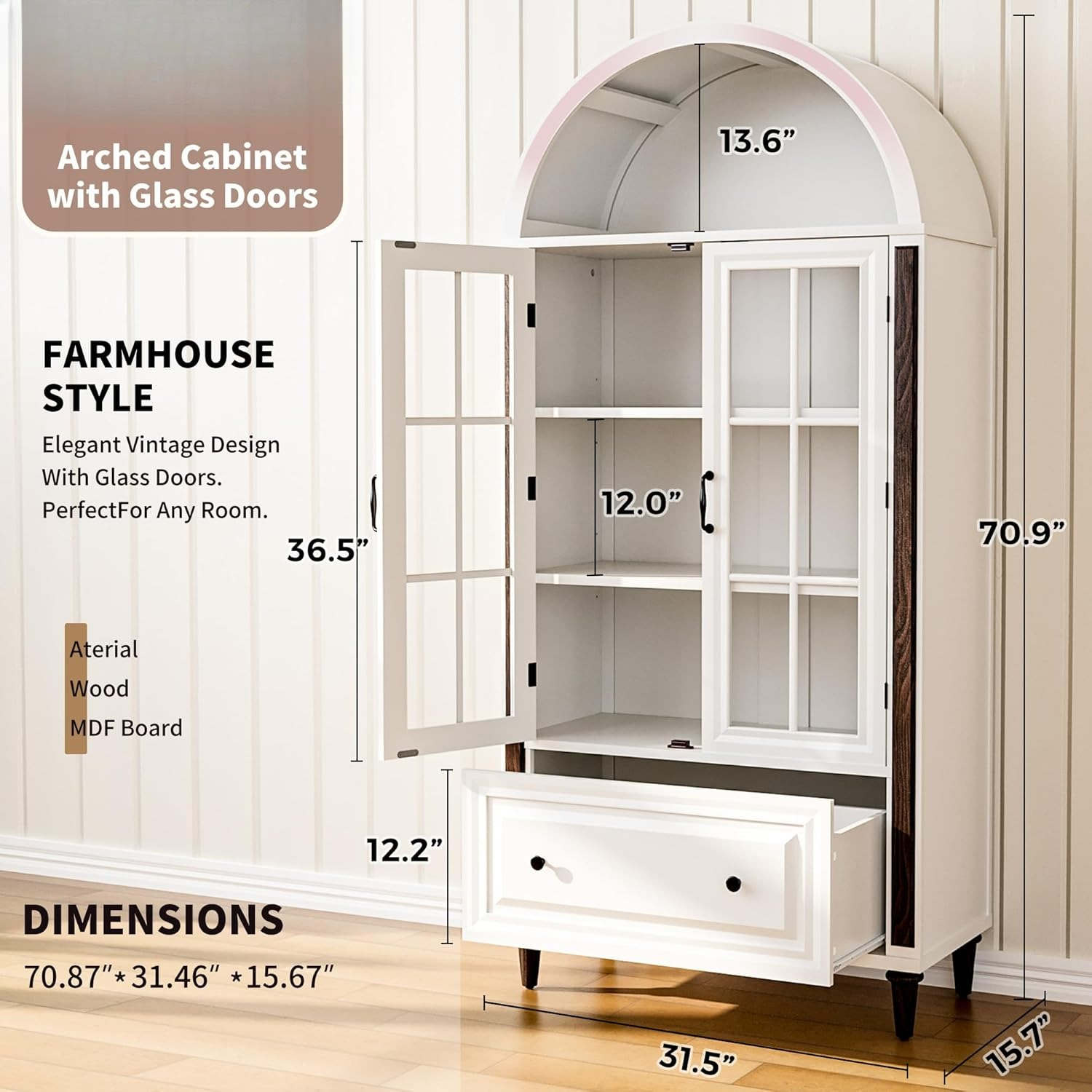 71” Handcrafted Arched Bookcas - Home & Hotel Textiles Private Limited reseña y precio