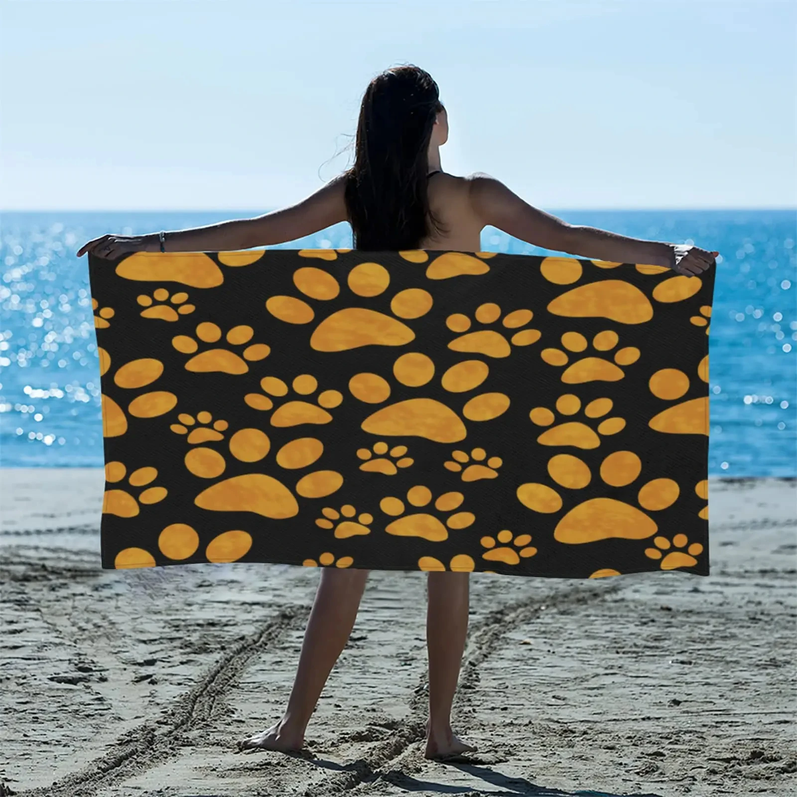 Cat Dog Paw Pattern Print Beac - Home Textiles Face Towel reseña y precio