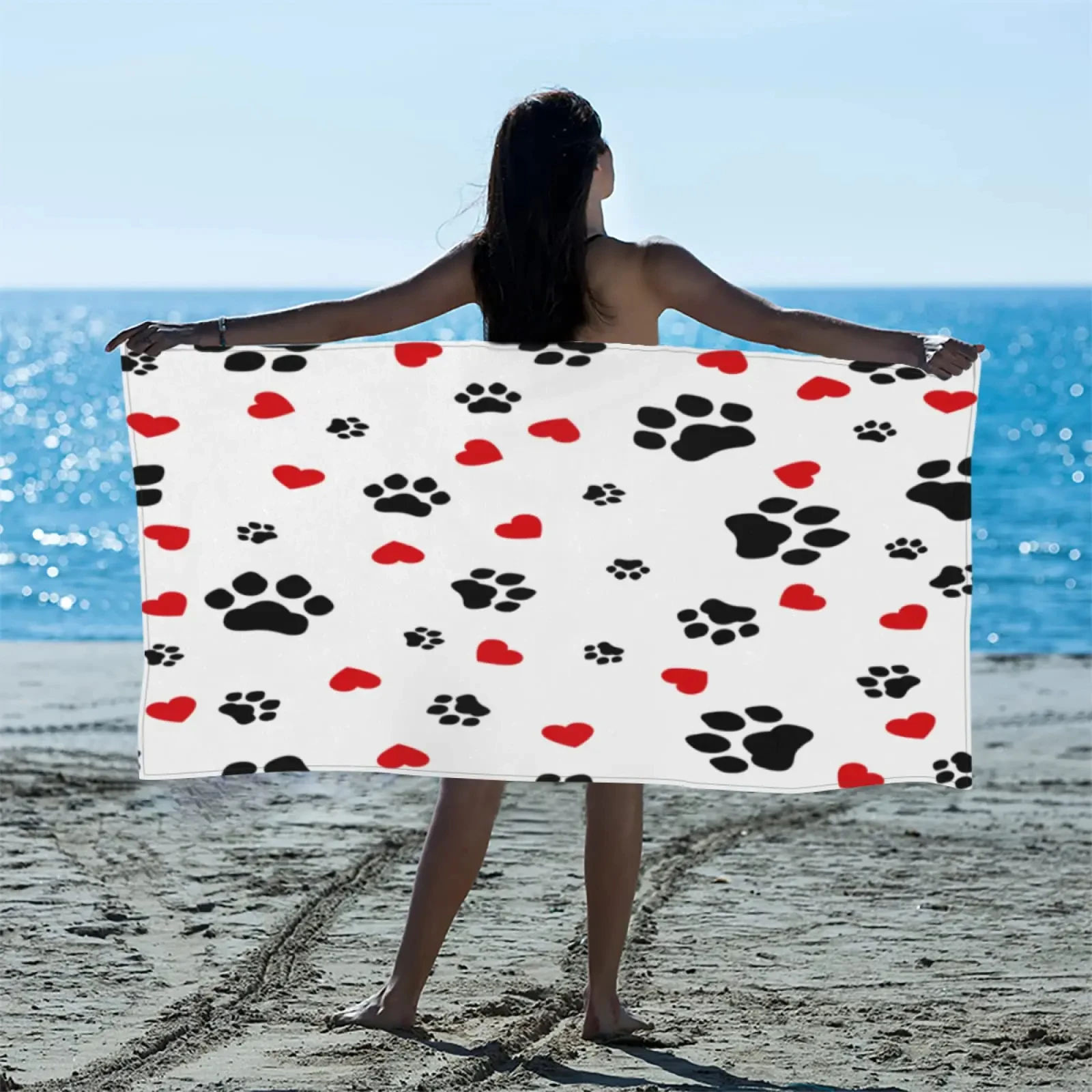 Cat Dog Paw Pattern Print Beac - Home Textiles Face Towel reseña y precio