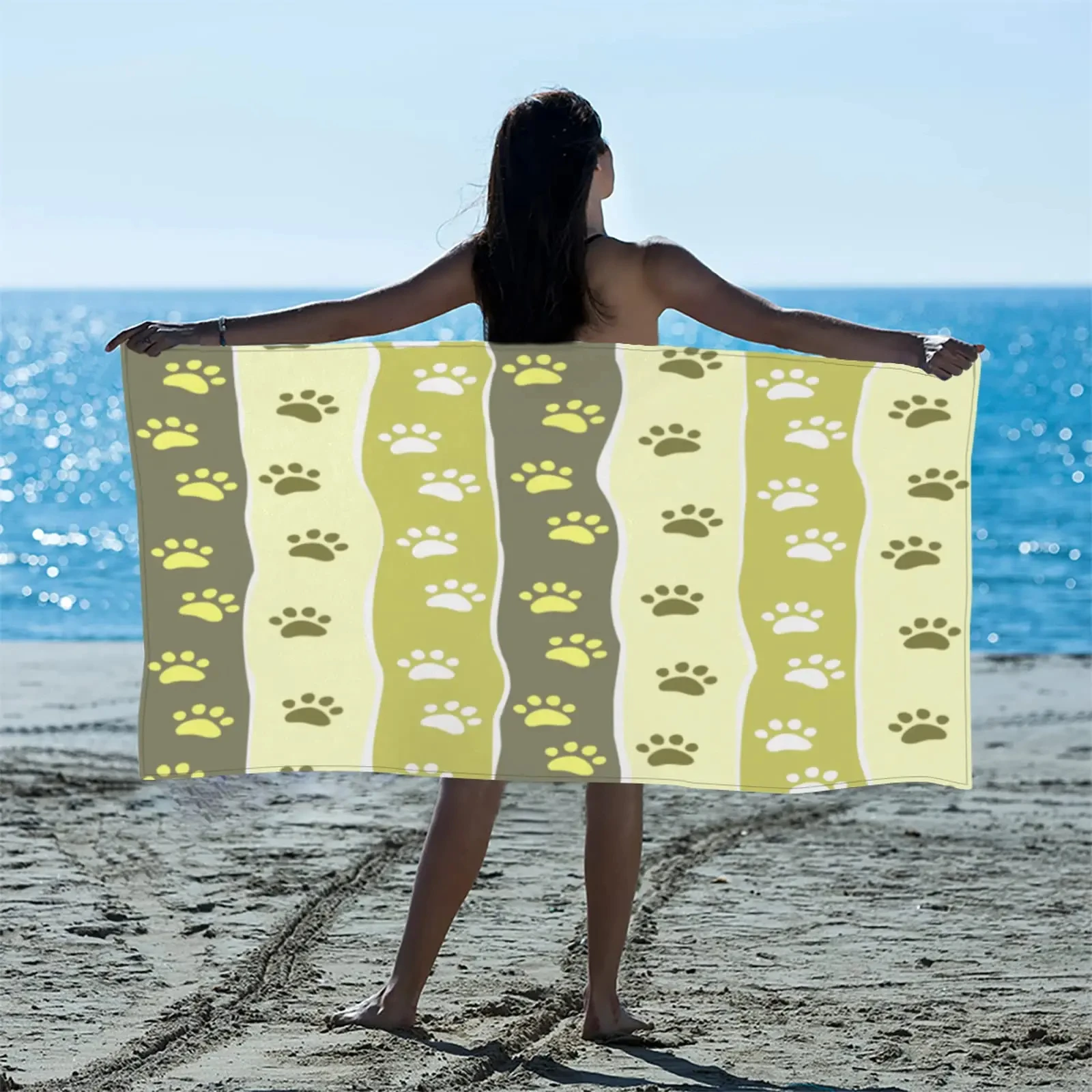 Cat Dog Paw Pattern Print Beac - Home Textiles Face Towel reseña y precio