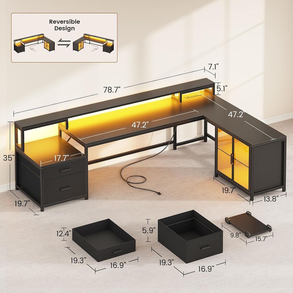 78.7 L-Shaped Gaming Desk with - Home & Hotel Textiles Private Limited reseña y precio