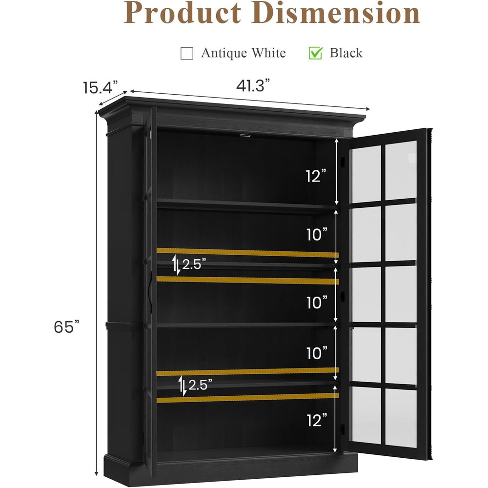 65 Tall Display Cabinet with A - Home & Hotel Textiles Private Limited reseña y precio