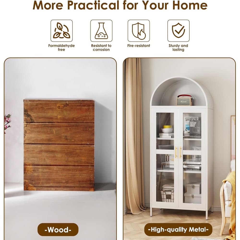 73 High White Arched Glass Doo - Home & Hotel Textiles Private Limited reseña y precio